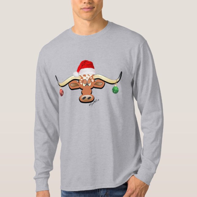 Christmas Longhorn Steer T-Shirt (Vorderseite)