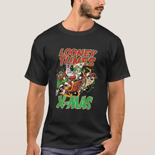 Christmas Looney Tunes Tax Reindeer Sleigh Bugs Da T-Shirt (Vorderseite)