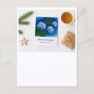 Christmas Lotus Postcard – Merry Christmas & Happy Postkarte