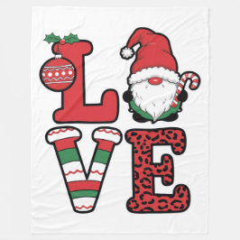 Christmas Love Gnome Holiday Festive Design Fleecedecke