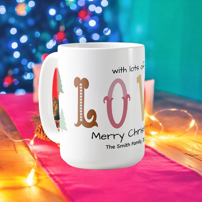 Christmas Love Modern Typography Personalized Mug  Kaffeetasse (Von Creator hochgeladen)