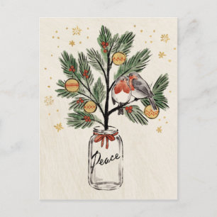 Christmas Lovebirds Peace Postkarte