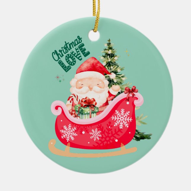 Christmas Lover | Santa Sleigh Holiday Magic Keramik Ornament (Vorne)