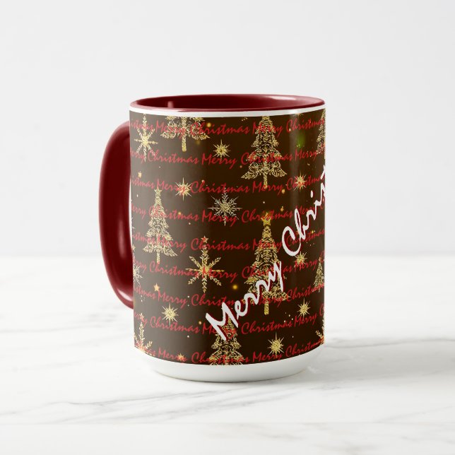 Christmas Luxury Christmas Trees Festive Tasse (Vorderseite Links)