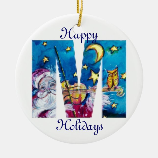 CHRISTMAS M SCHREIBEN / INSPIRIERT SANTA MONOGRAMM KERAMIKORNAMENT (Vorne)