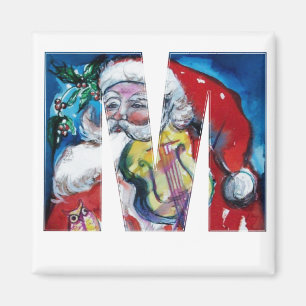 CHRISTMAS M SCHREIBEN / SANTA MIT VIOLIN MONOGRAM MAGNET