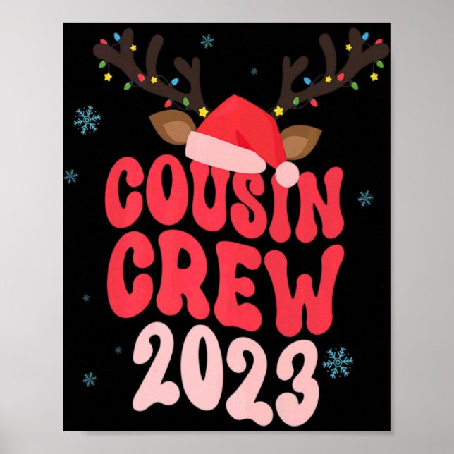 Christmas Maching Cousin Crew Riendeer Xmas Lights Poster (Vorne)