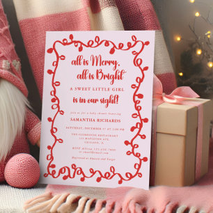 Christmas Mädchen rosarot rote Lichter Babyparty Einladung