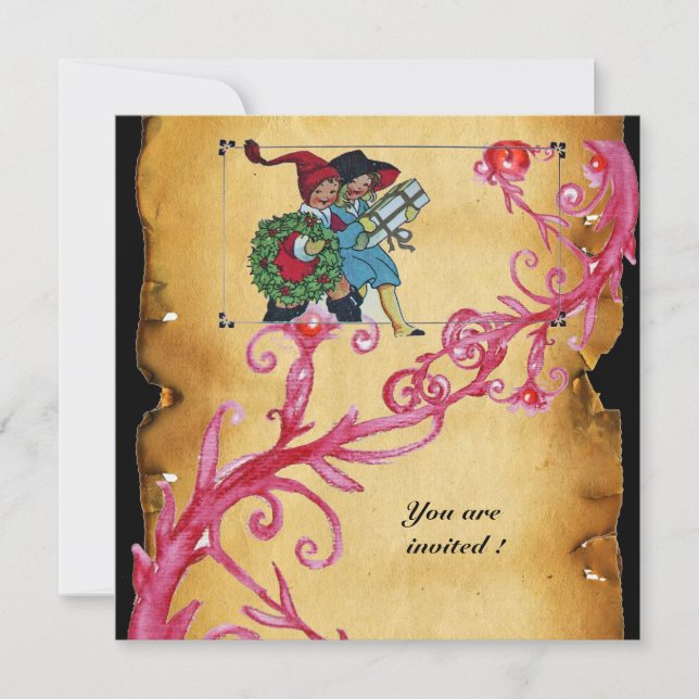 CHRISTMAS MAGIC BERRIES MIT KINDERN UND GIFTEN EINLADUNG (Vorderseite)