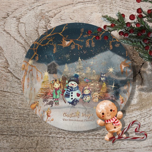 Christmas Magic Snowman Blue Pappteller (Christmas Magic Snowman Blue Paper Plates)