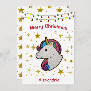 Christmas Magical Unicorn Glitzer Feiertagskarte