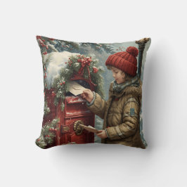 Christmas mailbox throw pillow winter cozy cushion kissen