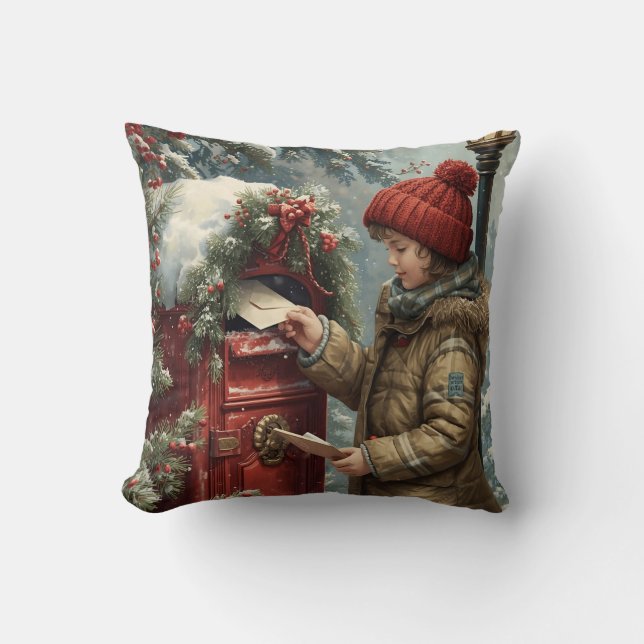 Christmas mailbox throw pillow winter cozy cushion kissen (Vorderseite)