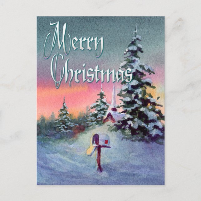 CHRISTMAS MAILBOX von SHARON SHARPE Feiertagspostkarte (Vorderseite)