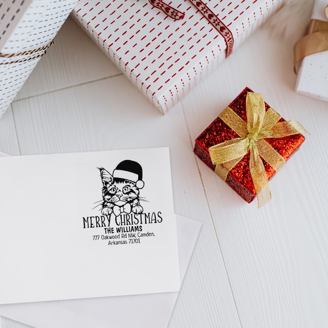 Christmas Maine Coon Cat Rücksendeadresse Gummistempel (Von Creator hochgeladen)