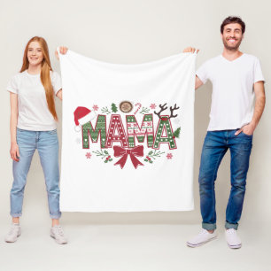 Christmas Mama Coquette Bow Mama Claus Tree Cake Fleecedecke