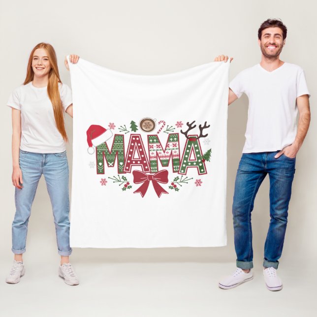 Christmas Mama Coquette Bow Mama Claus Tree Cake Fleecedecke (Beispiel)