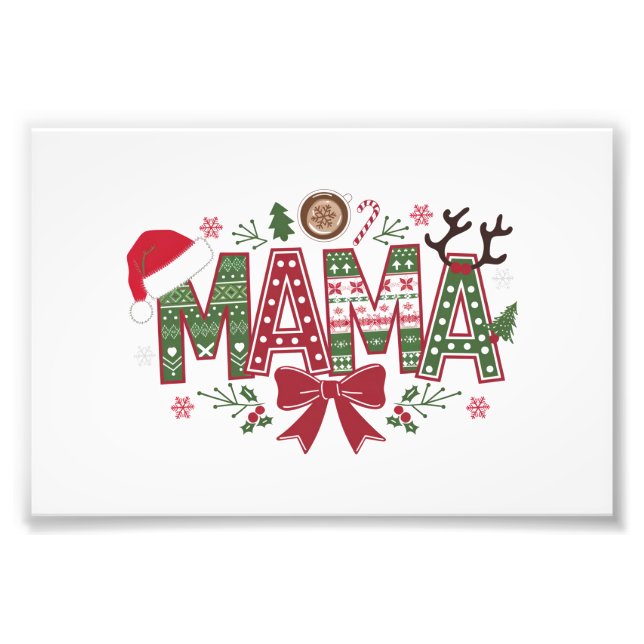 Christmas Mama Coquette Bow Mama Claus Tree Cake Fotodruck (Vorne)