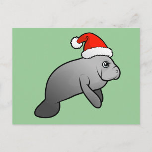 Christmas Manatee Santa Feiertagspostkarte