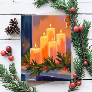 Christmas Mantle Candles Garland Feiertagskarte