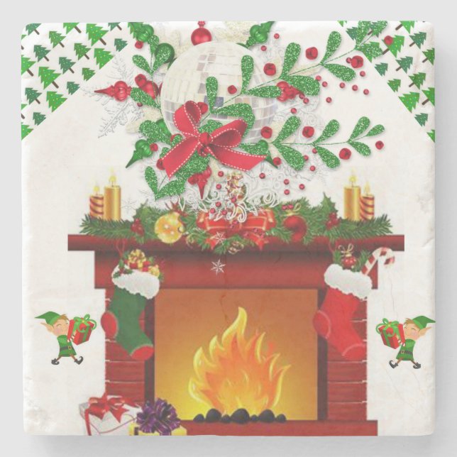 Christmas Marble Stone Untersetzer (Vorderseite)