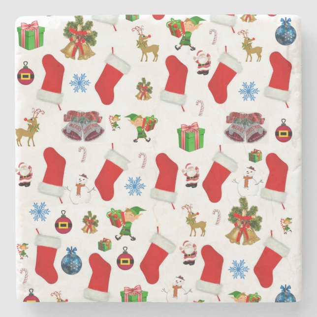 Christmas Marble Stone Untersetzer (Vorderseite)