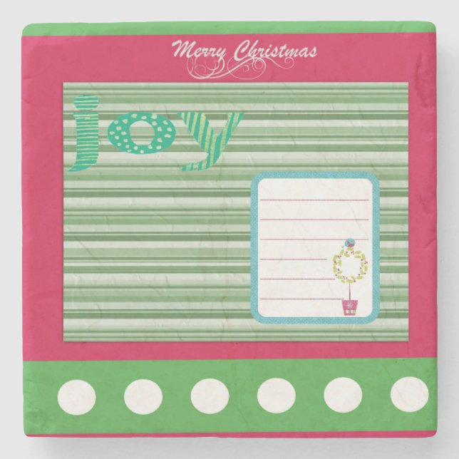 Christmas Marble Stone Untersetzer, Joy Stone Unte Steinuntersetzer (Vorderseite)