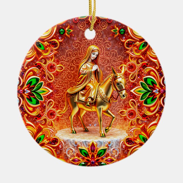 CHRISTMAS ~ Mary on the Donkey ~ 19. Jahrhundert ~ Keramik Ornament (Vorne)