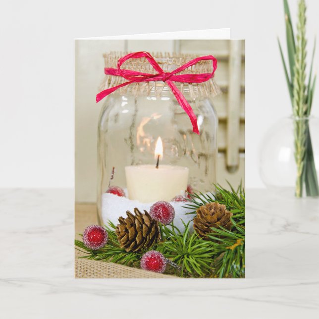 Christmas Mason Jar Feiertagskarte (Vorderseite)