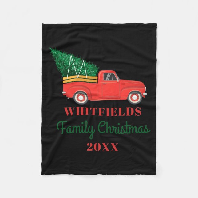 Christmas Matching Family Reunion Red Truck  Fleecedecke (Vorderseite)