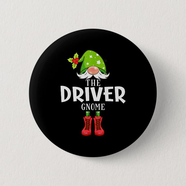 Christmas Matching Family The Driver Gnome  Button (Vorderseite)