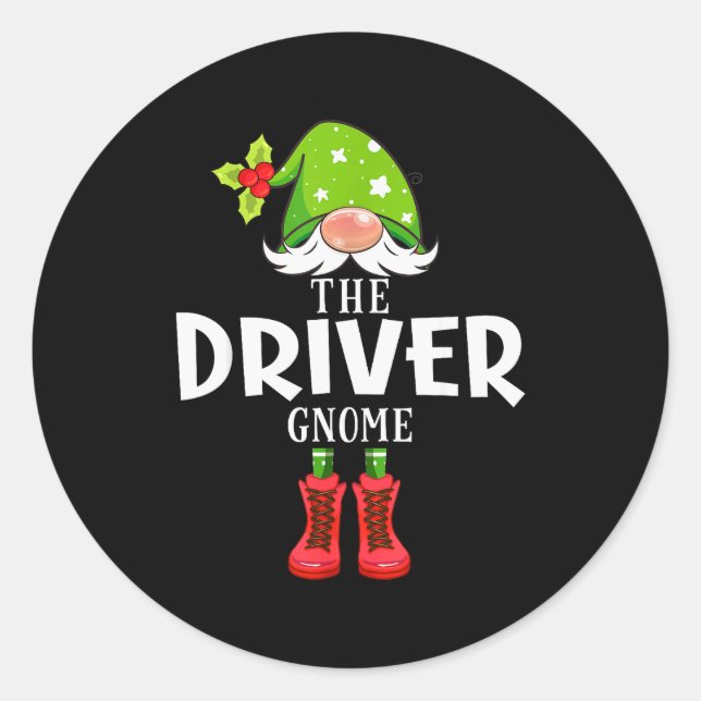 Christmas Matching Family The Driver Gnome  Runder Aufkleber (Vorderseite)