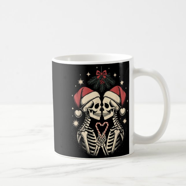 Christmas Matching Gothic Couple Dark Humor Skelet Kaffeetasse (Rechts)