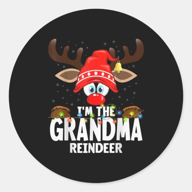 Christmas Matching I'm The Grandma Reindeer  Runder Aufkleber (Vorderseite)