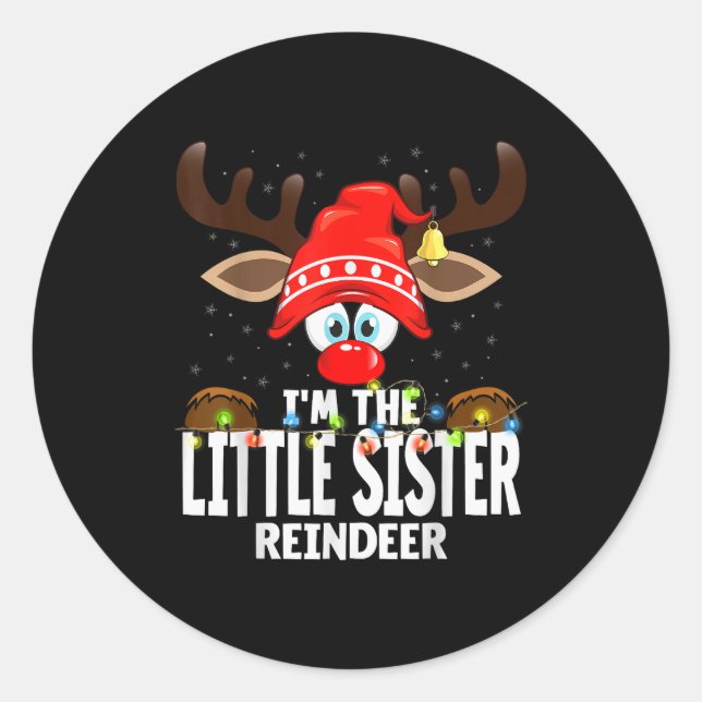Christmas Matching I'm The Little Sister Reindeer  Runder Aufkleber (Vorderseite)