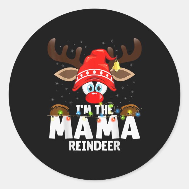 Christmas Matching I'm The Mama Reindeer  Runder Aufkleber (Vorderseite)