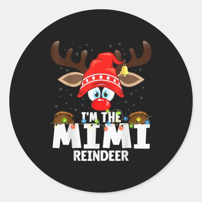 Christmas Matching I'm The Mimi Reindeer  Runder Aufkleber (Vorderseite)