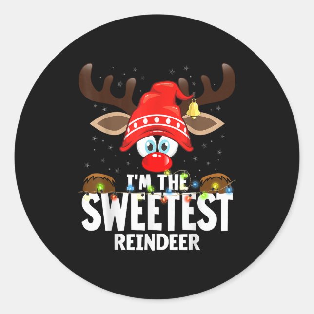 Christmas Matching I'm The Sweetest Reindeer  Runder Aufkleber (Vorderseite)