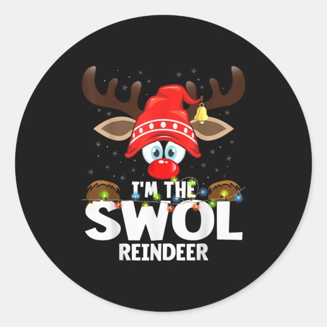 Christmas Matching I'm The Swol Reindeer  Runder Aufkleber (Vorderseite)