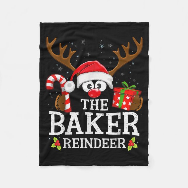 Christmas Matching The Baker Reindeer Family  Fleecedecke (Vorderseite)