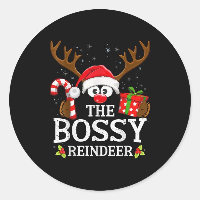 Christmas Matching The Bossy Reindeer Family  Runder Aufkleber (Vorderseite)