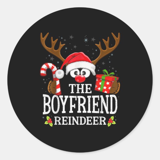 Christmas Matching The Boyfriend Reindeer Family  Runder Aufkleber (Vorderseite)