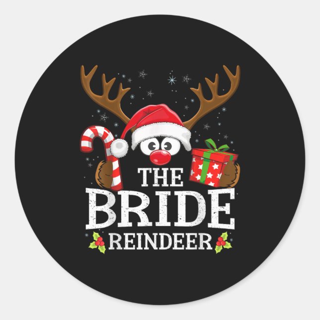 Christmas Matching The Bride Reindeer Family  Runder Aufkleber (Vorderseite)