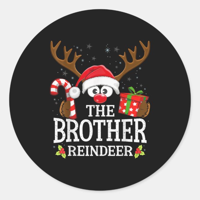 Christmas Matching The Brother Reindeer Family  Runder Aufkleber (Vorderseite)