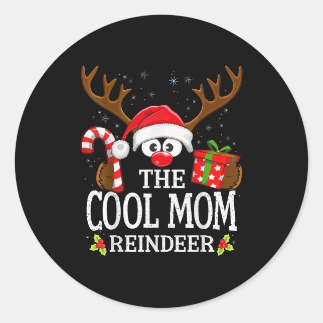 Christmas Matching The Cool Mom Reindeer Family  Runder Aufkleber (Vorderseite)