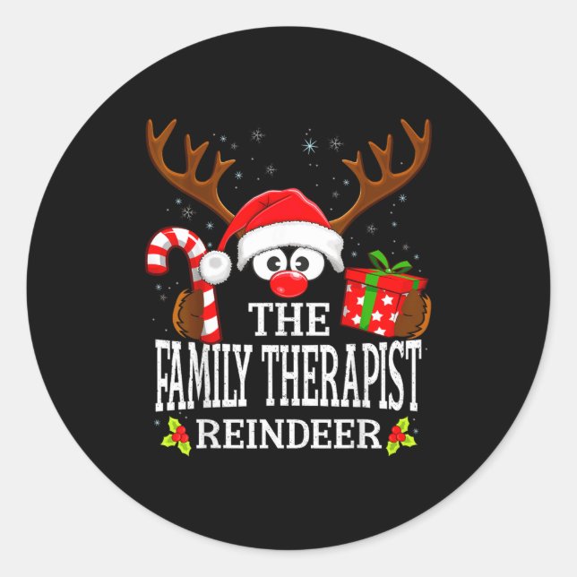 Christmas Matching The Family Therast Reindeer Fam Runder Aufkleber (Vorderseite)
