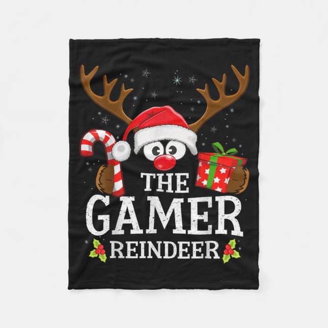 Christmas Matching The Gamer Reindeer Family  Fleecedecke (Vorderseite)