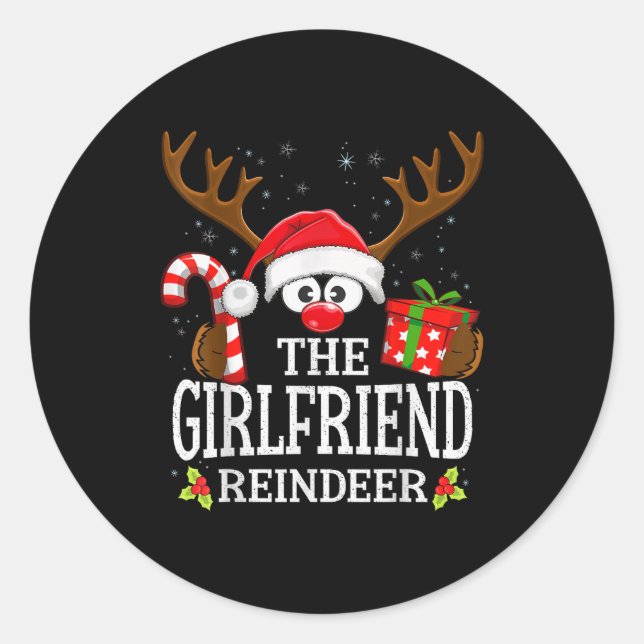 Christmas Matching The Girlfriend Reindeer Family  Runder Aufkleber (Vorderseite)