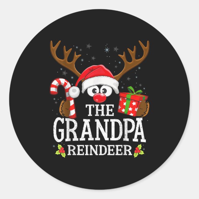 Christmas Matching The Grandpa Reindeer Family  Runder Aufkleber (Vorderseite)