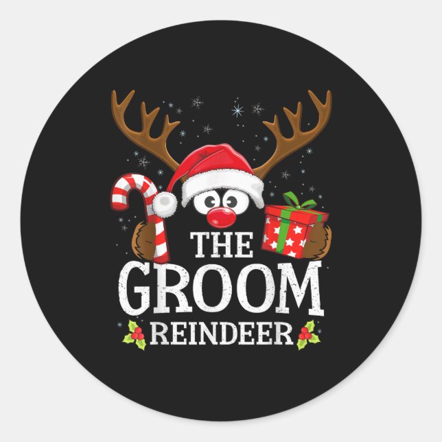 Christmas Matching The Groom Reindeer Family  Runder Aufkleber (Vorderseite)